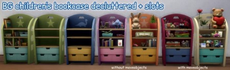 Decluttered empty children’s bookcase by Clown Confetti at Mod The Sims