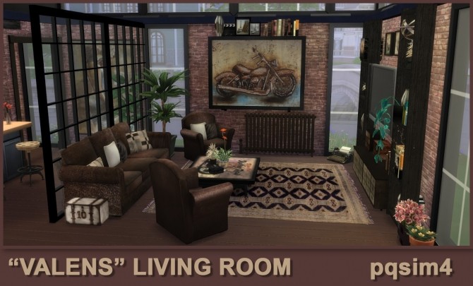 Sims 4 Valens livingroom by Mary Jiménez at pqSims4