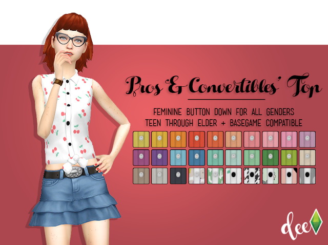Pros N' Convertibles Top at Deetron Sims » Sims 4 Updates