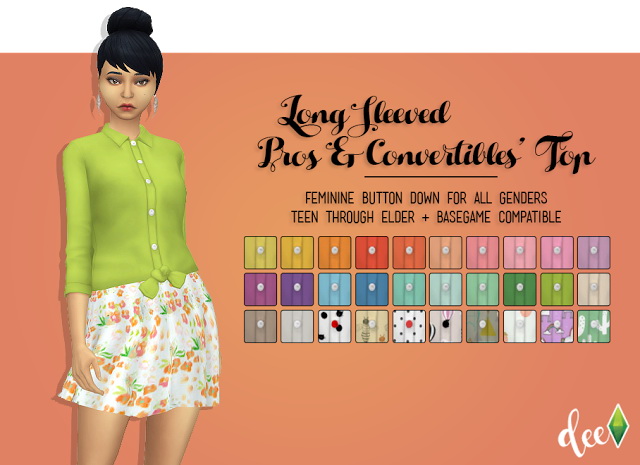 Sims 4 Long Sleeved Pros N Convertibles Top at Deetron Sims