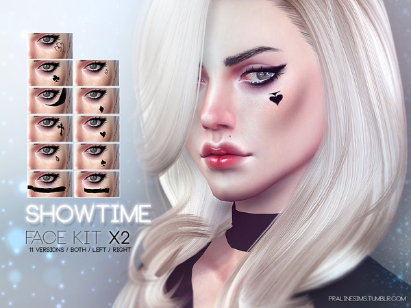Sims 4 Showtime Face Kit X2 by Pralinesims at TSR