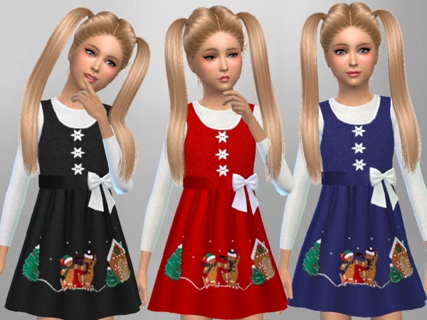 Sims 4 Girls Christmas Dress by SweetDreamsZzzzz at TSR