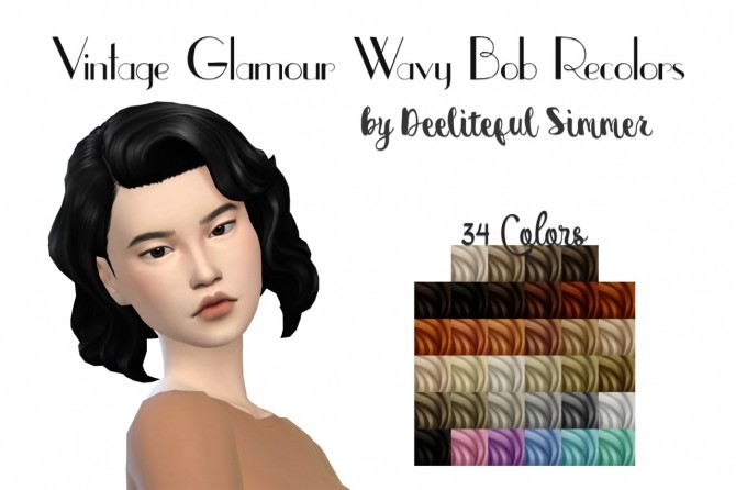 Sims 4 Vintage Glamour Wavy Bob Recolors at Deeliteful Simmer