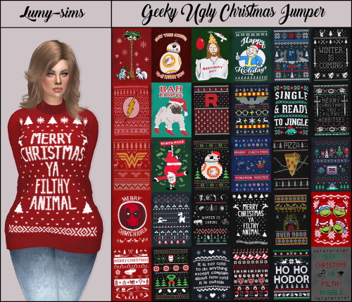 Sims 4 Geeky Ugly Christmas Jumper at Lumy Sims