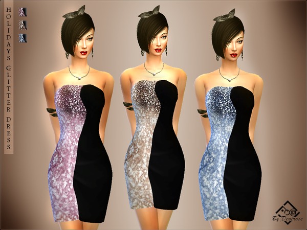 Sims 4 Holidays Glitter Dress by Devirose at TSR
