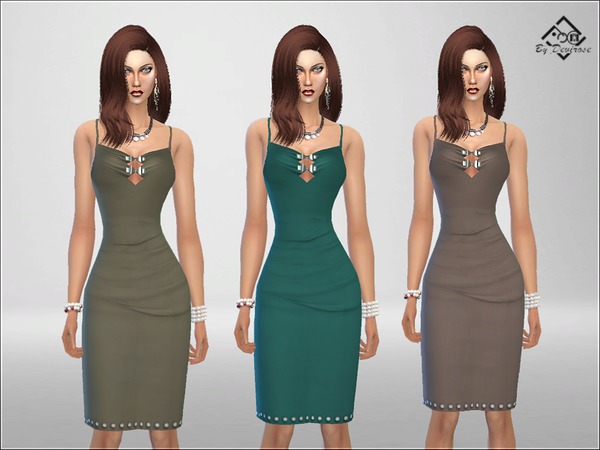 Sims 4 Pencil Dress with Metal Decor by Devirose at TSR
