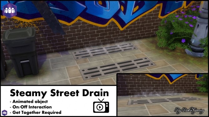 Sims 4 Animated Steamy Street Drain by Bakie at Mod The Sims