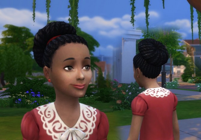 Sims 4 Braided Flate Bun for Girls at My Stuff