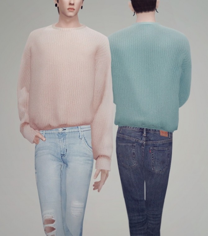 Sims 4 Knit long sleeve shirts + Knit muffler + Skinny jeans 02 at KK’s Sims4 – ooobsooo