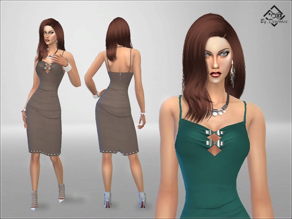 Sims 4 Pencil Dress with Metal Decor by Devirose at TSR