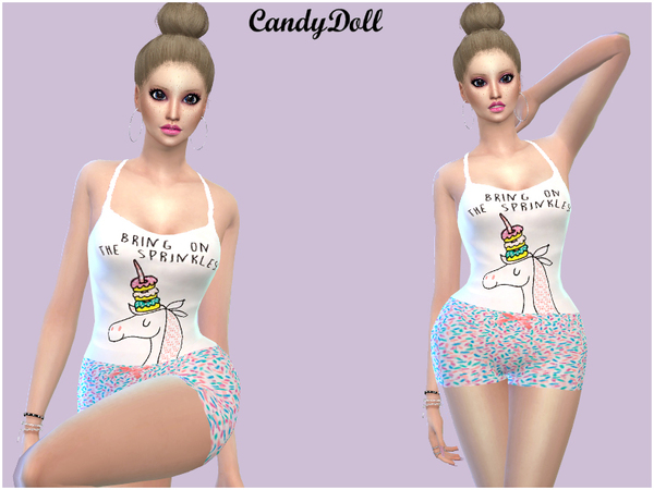 Sims 4 Cute tank top and shorts by CandyDolluk at TSR