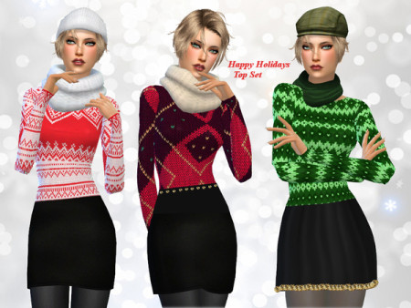 Winter Happy Holidays Top Set by Charmy Sims Portfolio at TSR