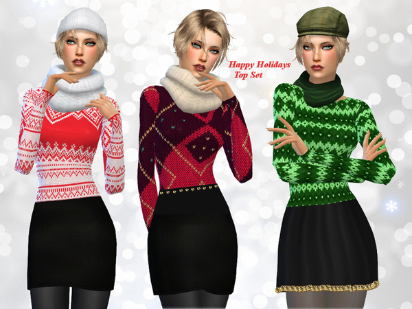Sims 4 Winter Happy Holidays Top Set by Charmy Sims Portfolio at TSR
