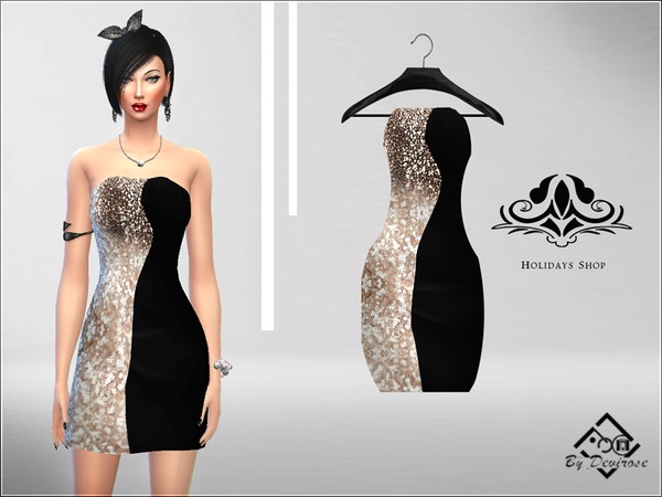 Sims 4 Holidays Glitter Dress by Devirose at TSR