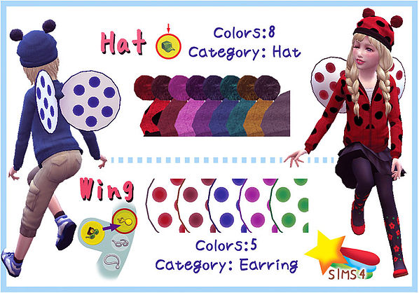 Sims 4 Hat & Wing for kids at A luckyday