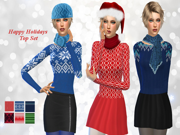 Sims 4 Winter Happy Holidays Top Set by Charmy Sims Portfolio at TSR