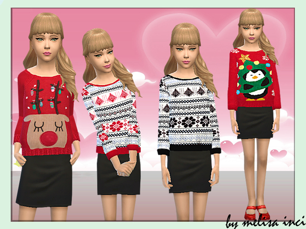 Sims 4 Girls Christmas Knitted Jumper by melisa inci at TSR