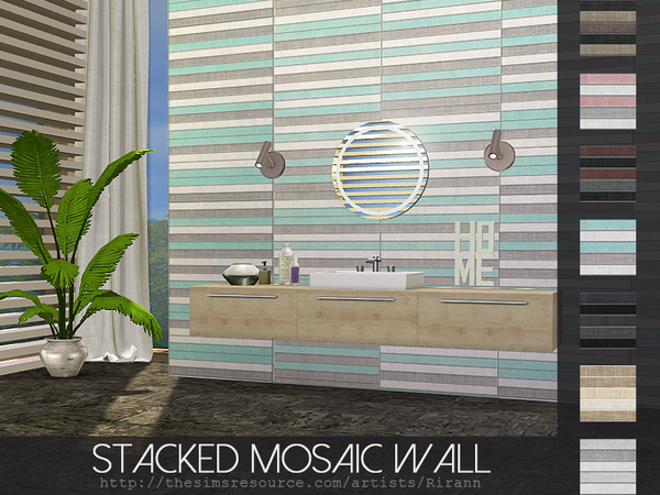 Sims 4 Stacked Mosaic Wall by Rirann at TSR
