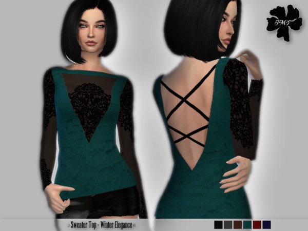 Sims 4 IMF Sweater Top Winter Elegance by IzzieMcFire at TSR