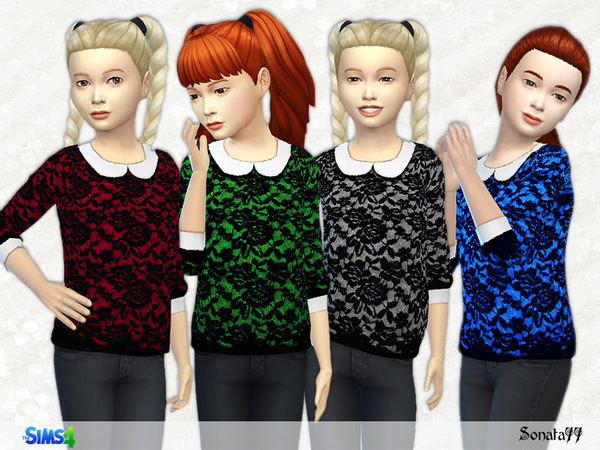 Sims 4 Lace blouse for girls by Sonata77 at TSR