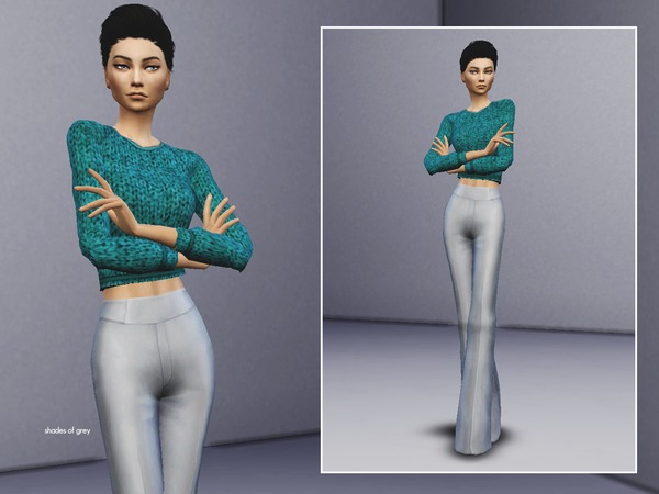 Sims 4 PASTELS soft recolor of AAS wide leg pants by KokoaMilk at TSR