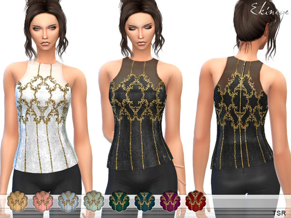 Sims 4 Sequin Embroidered Top by ekinege at TSR