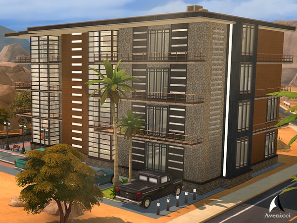 Sims 4 Cinnamon Condominium (No CC) by AvenicciX at TSR