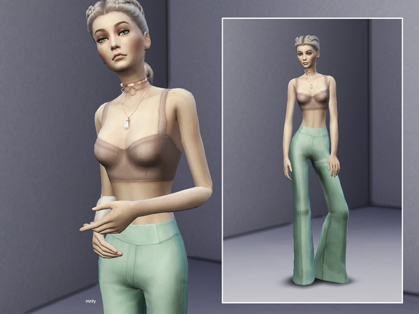 Sims 4 PASTELS soft recolor of AAS wide leg pants by KokoaMilk at TSR