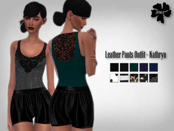 Sims 4 IMF Leather Pants Outfit Kathryn by IzzieMcFire at TSR