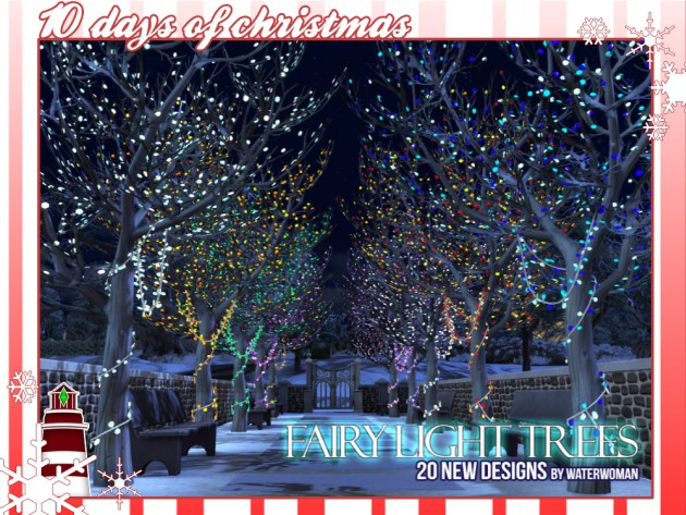 Sims 4 Fairy Light Trees by Waterwoman at Akisima