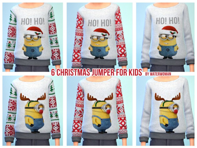 Sims 4 MINION Christmas Jumper for Kids by Waterwoman at Akisima