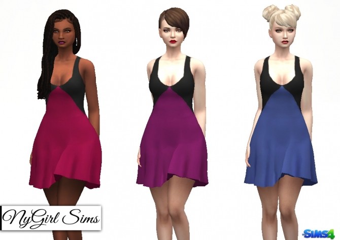 Sims 4 Color Block Fit and Flare Dress at NyGirl Sims