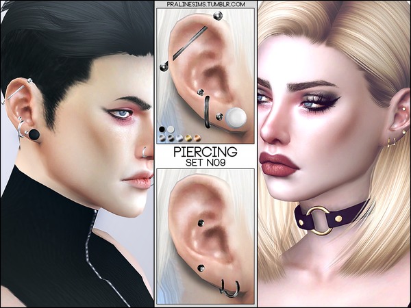Sims 4 Piercing Set N09 by Pralinesims at TSR