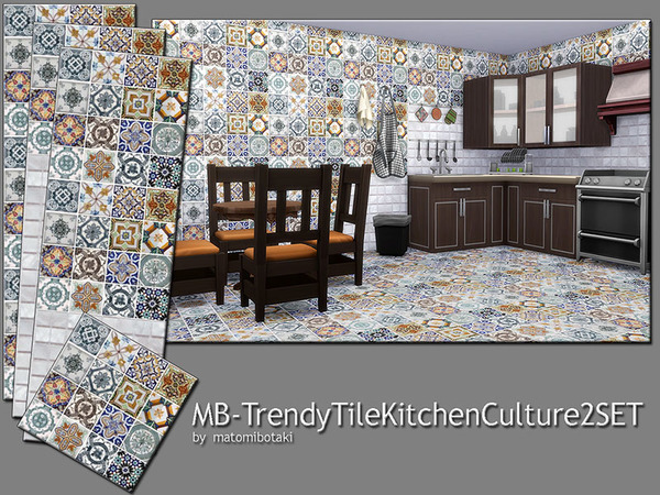 Sims 4 MB Trendy Tile Kitchen Culture 2 SET by matomibotaki at TSR