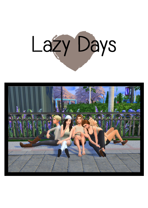Sims 4 Lazy Days group pose at j e n n e h – SakuraLeon
