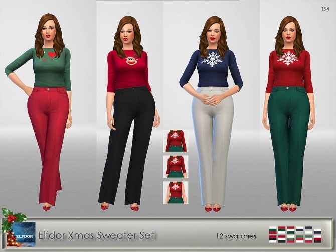 Sims 4 Christmas Sweater Set at Elfdor Sims