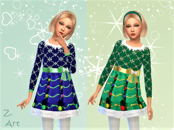 Sims 4 Winter CollectZ. XII Christmas tree dress by Zuckerschnute20 at TSR