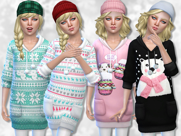 Sims 4 PZC Winter Charm Sweater Collection by Pinkzombiecupcakes at TSR