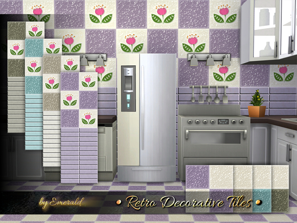 Sims 4 Retro Decorative Tiles by emerald at TSR