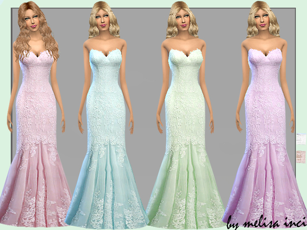 Sims 4 Lace Mermaid Dress by melisa inci at TSR