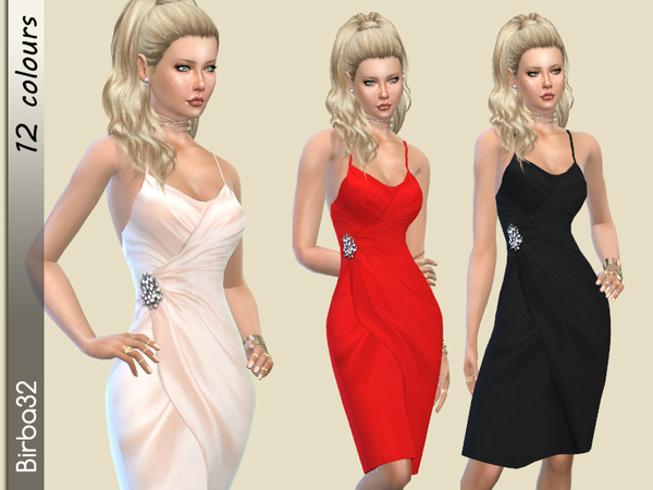 Sims 4 Christmas Silk dress by Birba32 at TSR