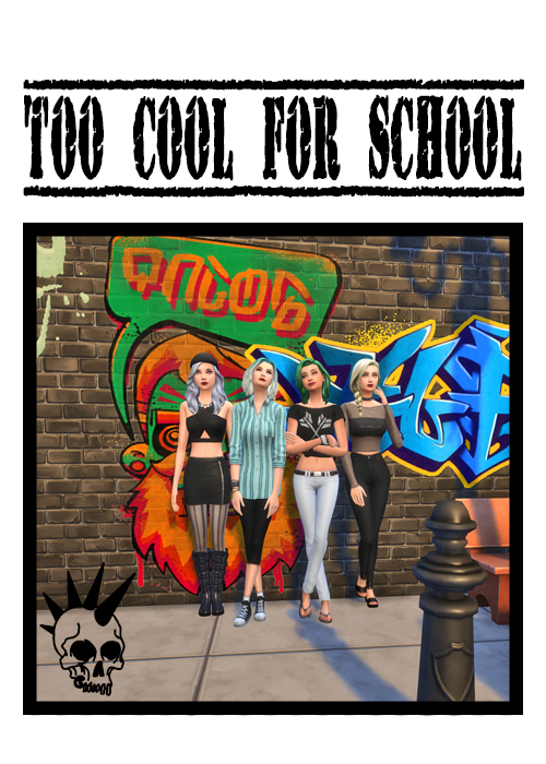 Sims 4 Too Cool For School group pose at j e n n e h – SakuraLeon