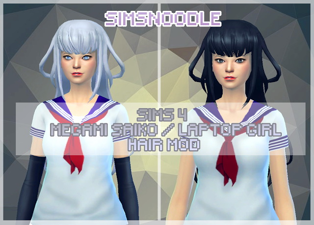 Sims 4 Megami Saiko Laptop Girl Hair Conversion at SimsNoodles