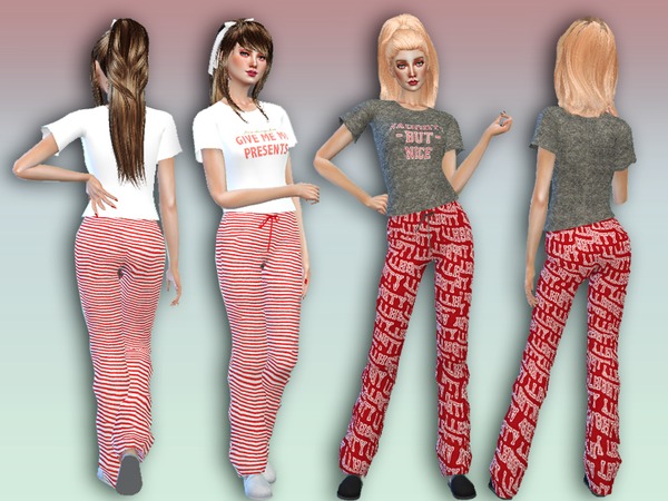 Sims 4 Naughty But Nice Pajama Set by Simlark at TSR