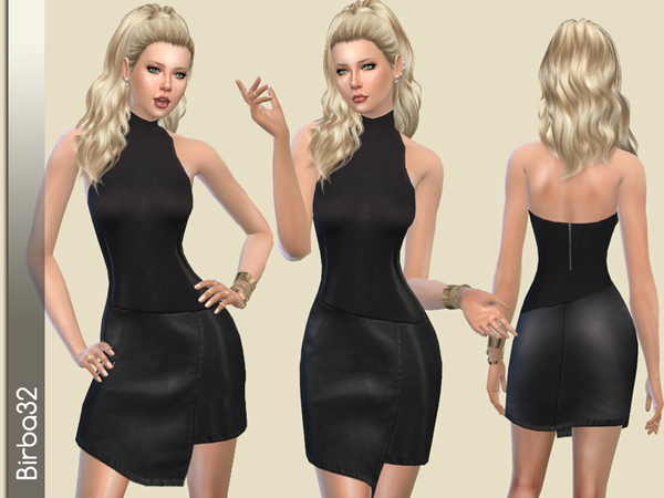 Sims 4 Leather New Year Dress by Birba32 at TSR