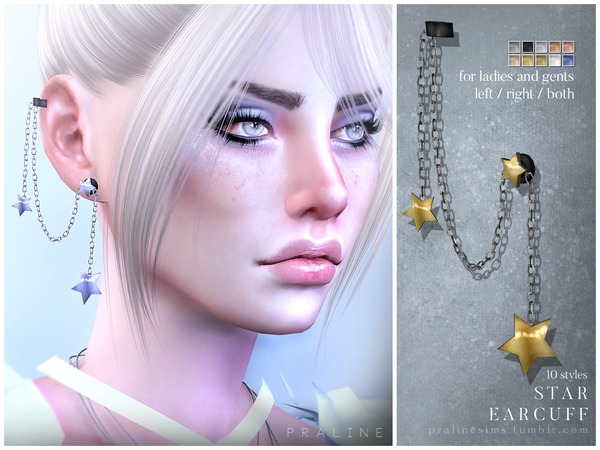 Sims 4 Star Earcuff by Pralinesims at TSR