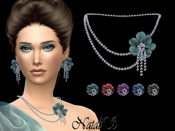Sims 4 Organza flower necklace by NataliS at TSR