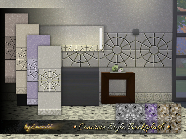 Sims 4 Concrete Style Backsplash by emerald at TSR