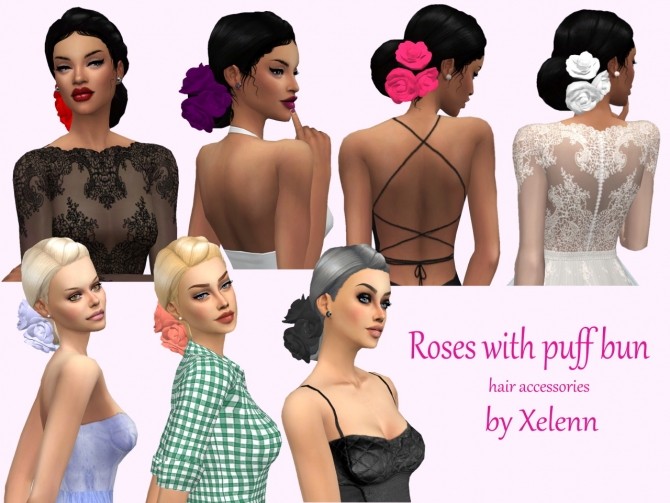 Sims 4 Roses with bun and without at Xelenn