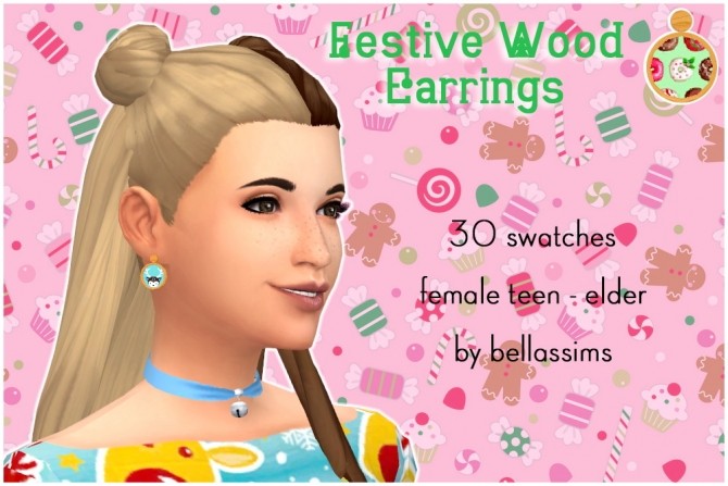 Sims 4 Festive wood earrings at Bellassims
